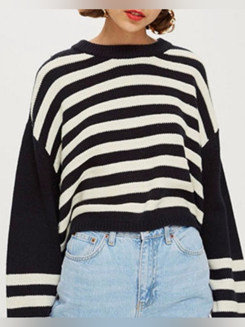 Topshop cropped stripe sweater S